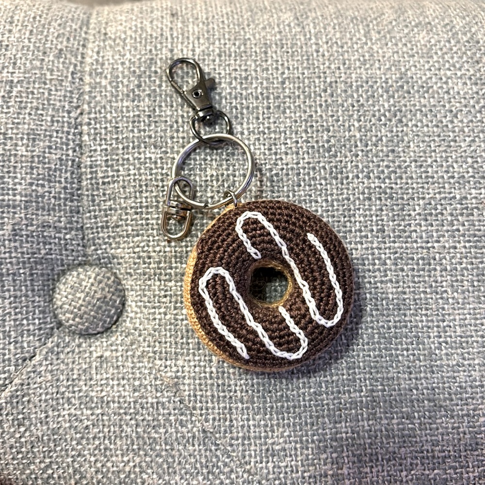 Chocolate Drizzle Donut Keychain
